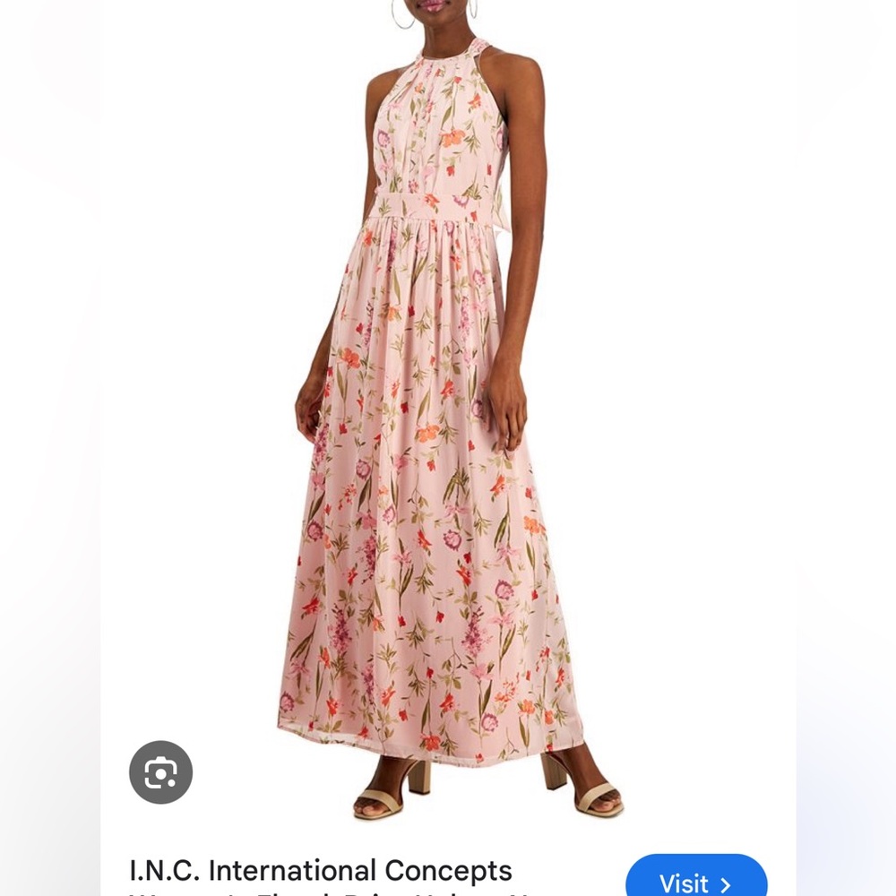 NWT INC Pink Floral Maxi Dress Halter style size 10